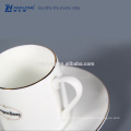 White Custom Logo Bone China Colonne Fine Coupe cadeau en céramique et soucoupe